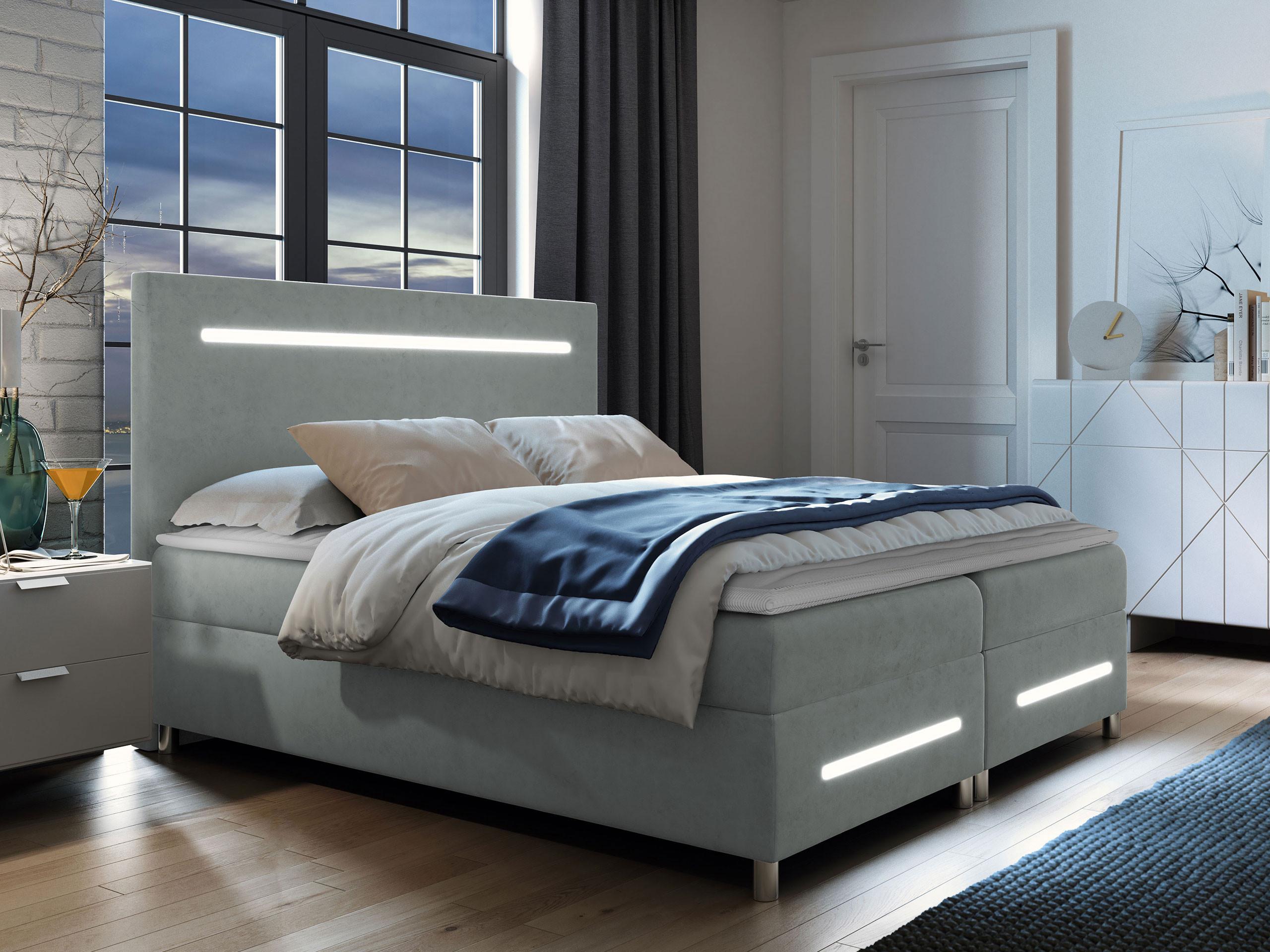 BOXBETT Enter LED - H3 Holz MIRJAN24 Möbel > Betten > Boxspringbetten Grau