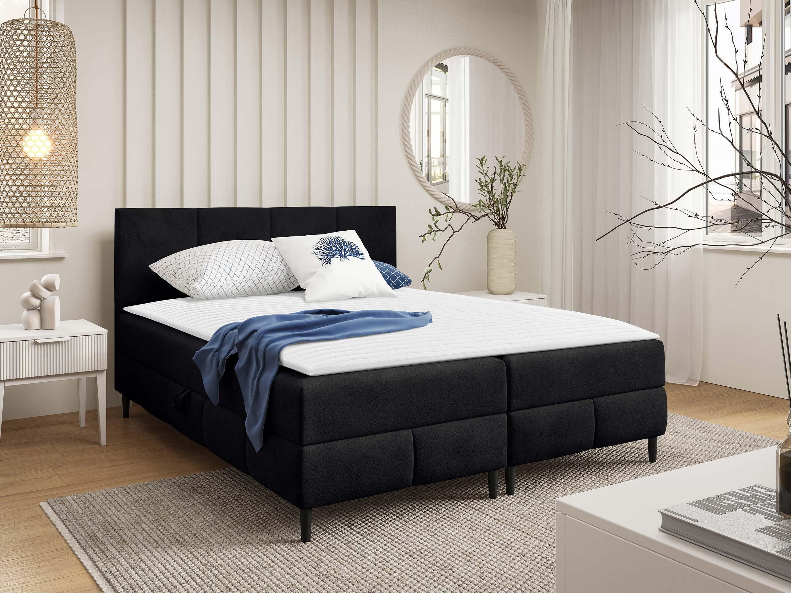 BOXBETT Box Best 2 - H3 Textil MIRJAN24 Möbel > Betten > Boxspringbetten Schwarz