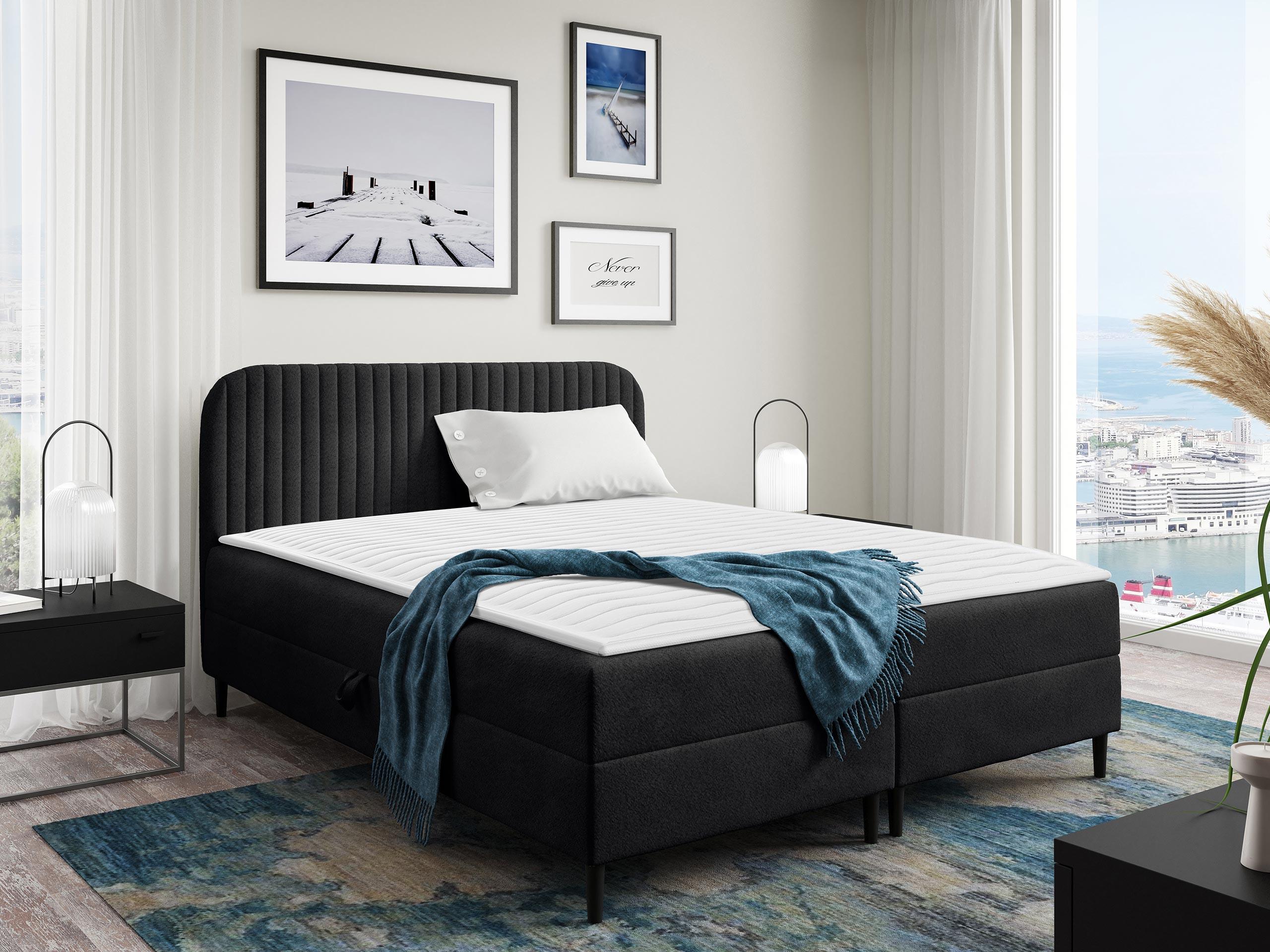 BOXBETT Box Best 1 - H3 Textil MIRJAN24 Möbel > Betten > Boxspringbetten Schwarz
