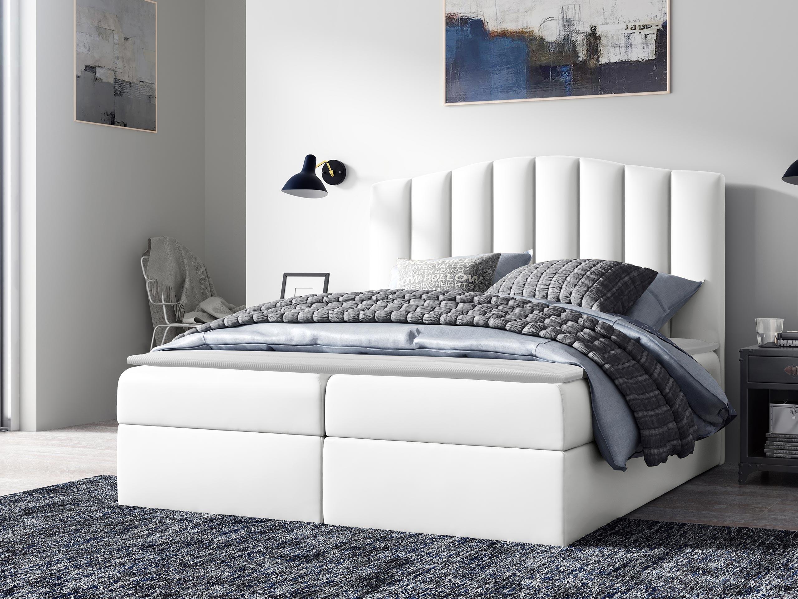 BOXBETT Lindos - H3 Holz MIRJAN24 Möbel > Betten > Boxspringbetten Weiß
