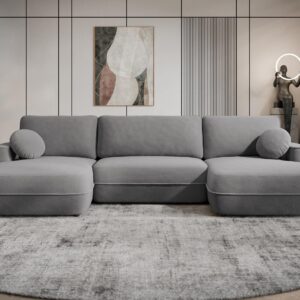 wohnli-moebel-suche-800001165837-1 WOHNLANDSCHAFT Fuego U Textil MIRJAN24 Möbel > Sofas & Couches > Wohnlandschaften > Wohnlandschaften U-Form Grau