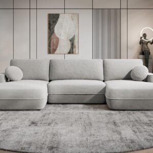 wohnli-moebel-suche-800001165840-1 WOHNLANDSCHAFT Fuego U Textil MIRJAN24 Möbel > Sofas & Couches > Wohnlandschaften > Wohnlandschaften U-Form Grau
