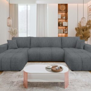 WOHNLADNSCHAFT Furyn U Boucle Textil MIRJAN24 Möbel > Sofas & Couches > Wohnlandschaften > Wohnlandschaften U-Form Grau