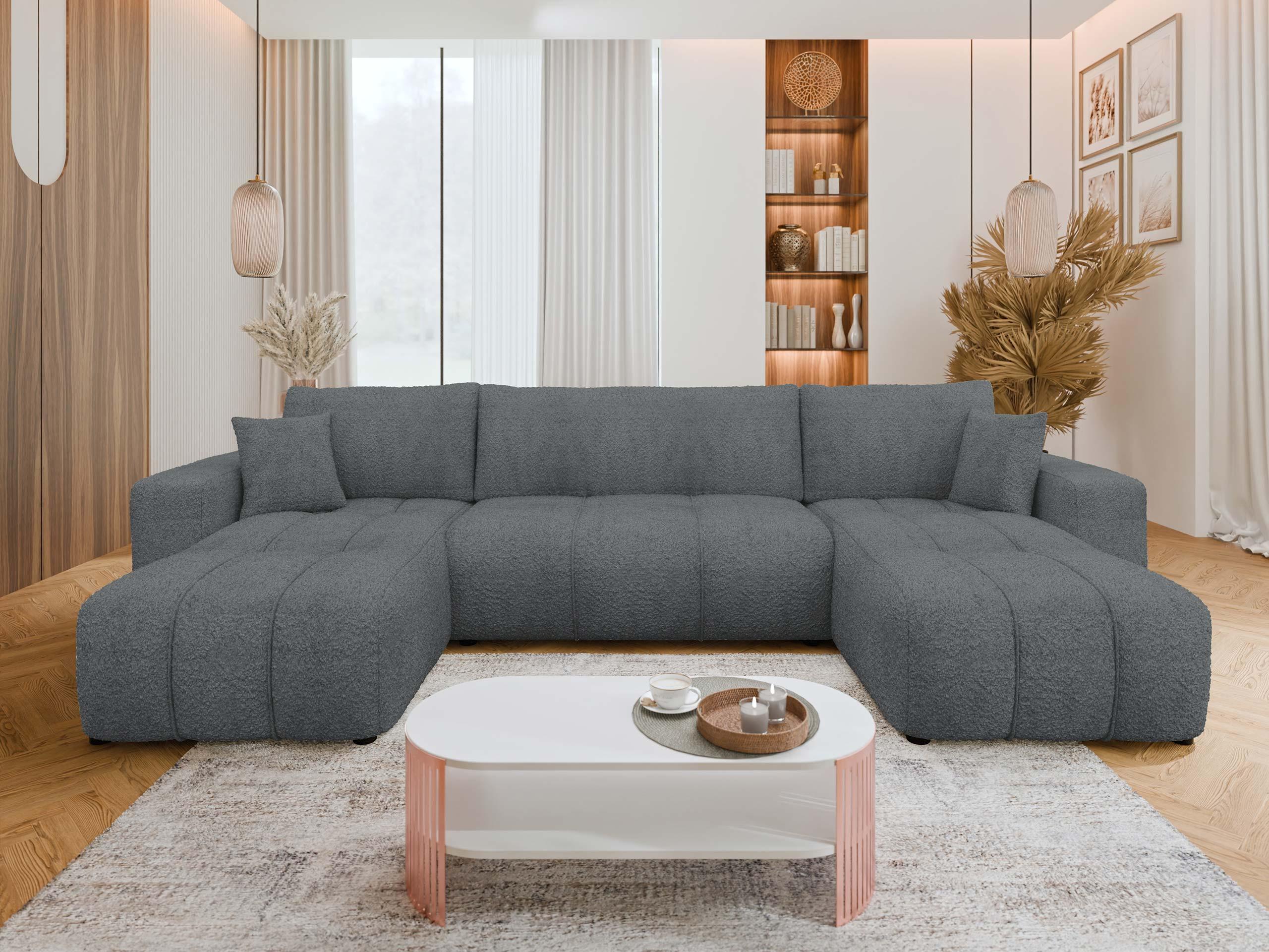 WOHNLADNSCHAFT Furyn U Boucle Textil MIRJAN24 Möbel > Sofas & Couches > Wohnlandschaften > Wohnlandschaften U-Form Grau