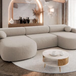 wohnli-moebel-suche-800001165861-1 WOHNLANDSCHAFT Nicelo U Textil MIRJAN24 Möbel > Sofas & Couches > Wohnlandschaften > Wohnlandschaften U-Form Braun