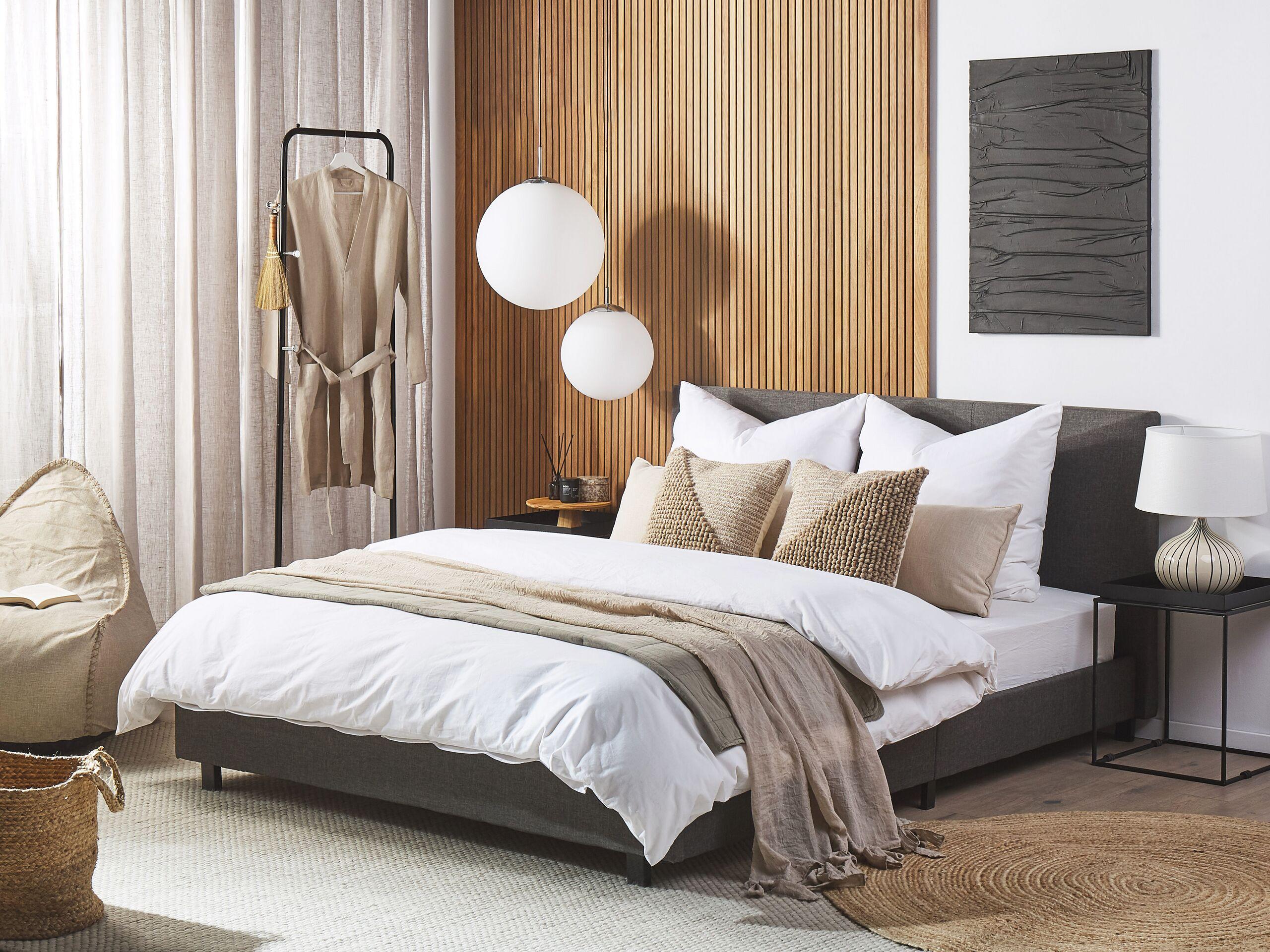 WASSERBETT 160x200 cm Grau Albi Textil Beliani Möbel > Betten Grau