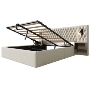 wohnli-moebel-suche-800001167078-1 DOPPELBETT Beige 261/210/105 cm Textil, Metall, Holzwerkstoff Urban Meuble Möbel > Betten Beige