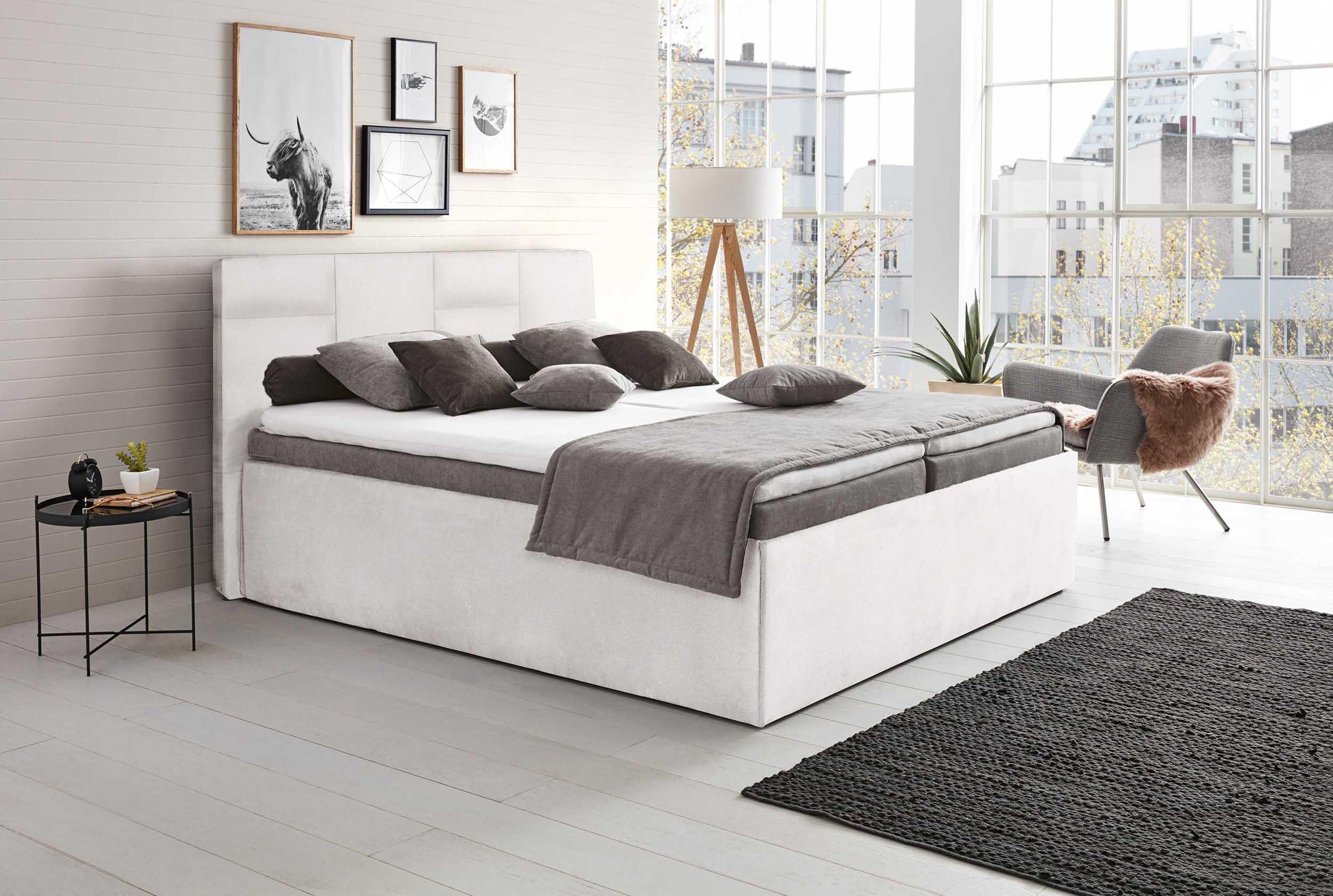 wohnli-moebel-suche-800001169021-1 POLSTERBETT Damas Weiß 160 x 200 x 32 cm Mit hochwertiger Matratze H3 (bis 120 kg) und Lattenrost Holz Halmon Schlafkomfort Betten Möbel > Betten > Polsterbetten Weiß