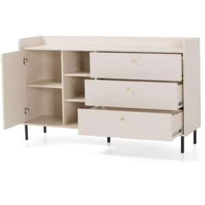 KOMMODE Gloria mit 3 Schubalden und offenen Regalen Holzwerkstoff Beautysofa Möbel > Kommoden & Schubladenschränke > Kommoden Beige