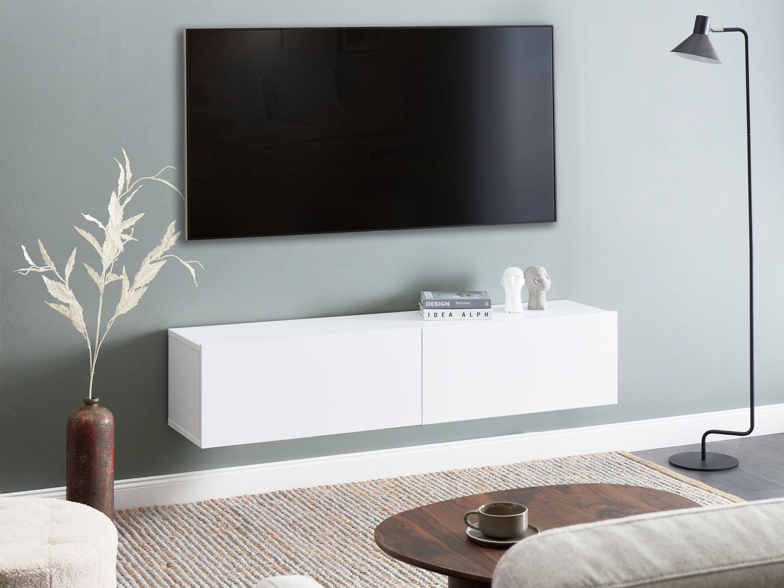 wohnli-moebel-suche-800001174510-1 TV-SCHRANK Weiß Gladstone Holzwerkstoff Beliani Möbel > Kommoden & Schubladenschränke > Hängeelemente Weiß