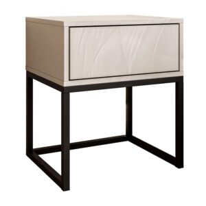 wohnli-moebel-suche-800001175610-1 NACHTTISCH BLANCO KASZMIR auf Gestell PUSH OPEN kaschmir/schwarz Holzwerkstoff Lookway Möbel > Kommoden & Schubladenschränke > Nachttische Schwarz