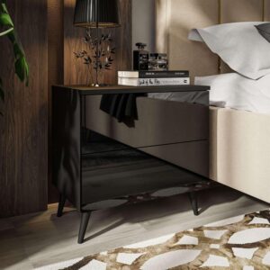 wohnli-moebel-suche-800001175647-1 NACHTTISCH AURA PUSH OPEN mit schwarzen Beinen Holzwerkstoff Lookway Möbel > Kommoden & Schubladenschränke > Nachttische Schwarz