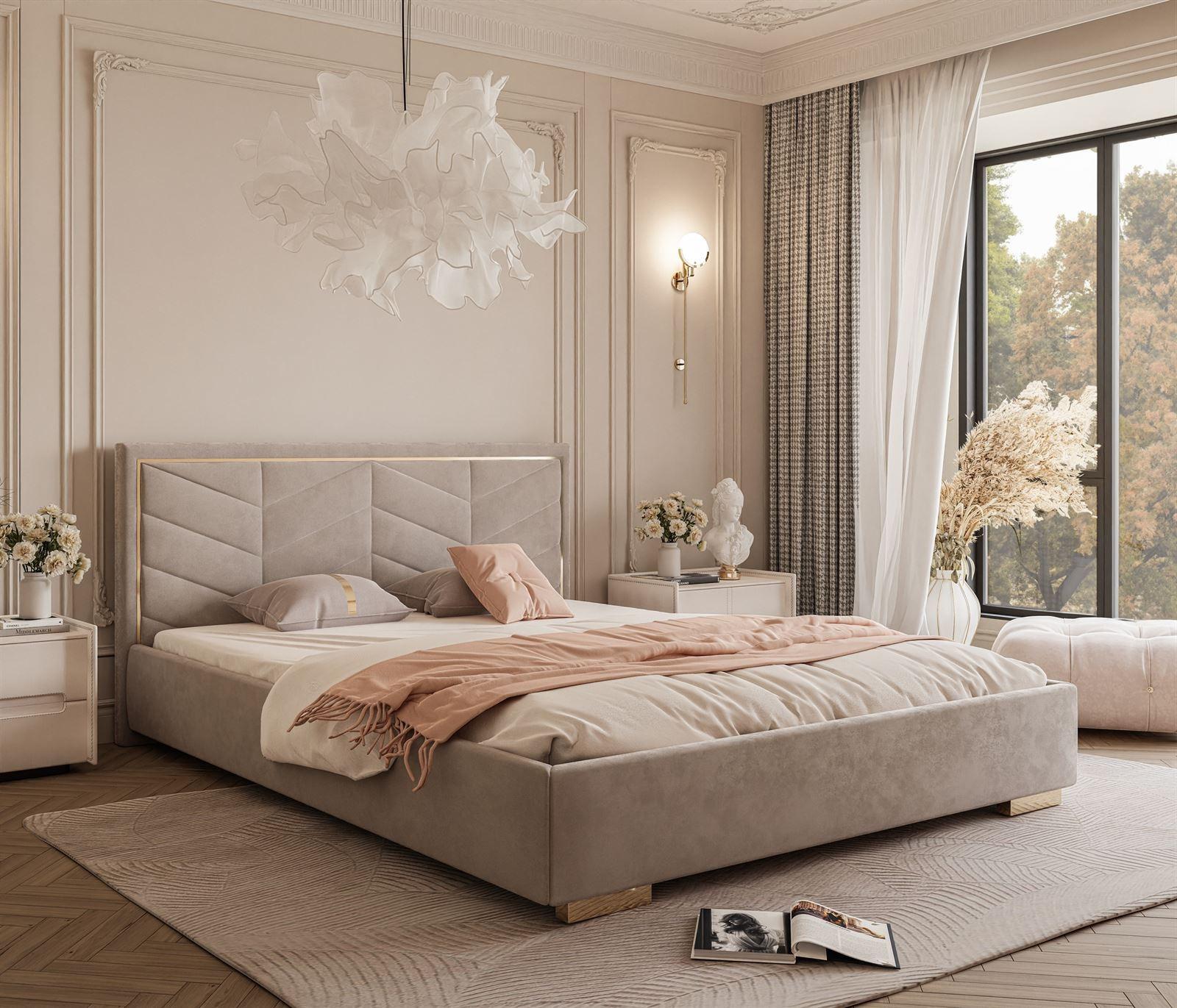 POLSTERBETT AURORA 160x200 mit Bettkasten French Velvet 687 Textil Lookway Möbel > Betten > Polsterbetten Beige