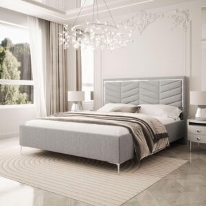 POLSTERBETT AURORA II 180x200 mit Bettkasten Boston Light Grey Textil Lookway Möbel > Betten > Polsterbetten Grau