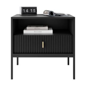 wohnli-moebel-suche-800001175708 Wohnli Möbelsuche - NACHTTISCH MIDNIGHT mit geriffelter Front auf Gestell schwarz