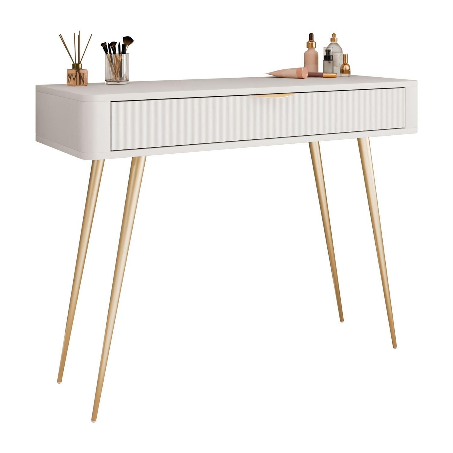 Wohnli Möbelsuche - KONSOLE SCARLETT MIT SCHUBLADE BEIGE + GOLD
