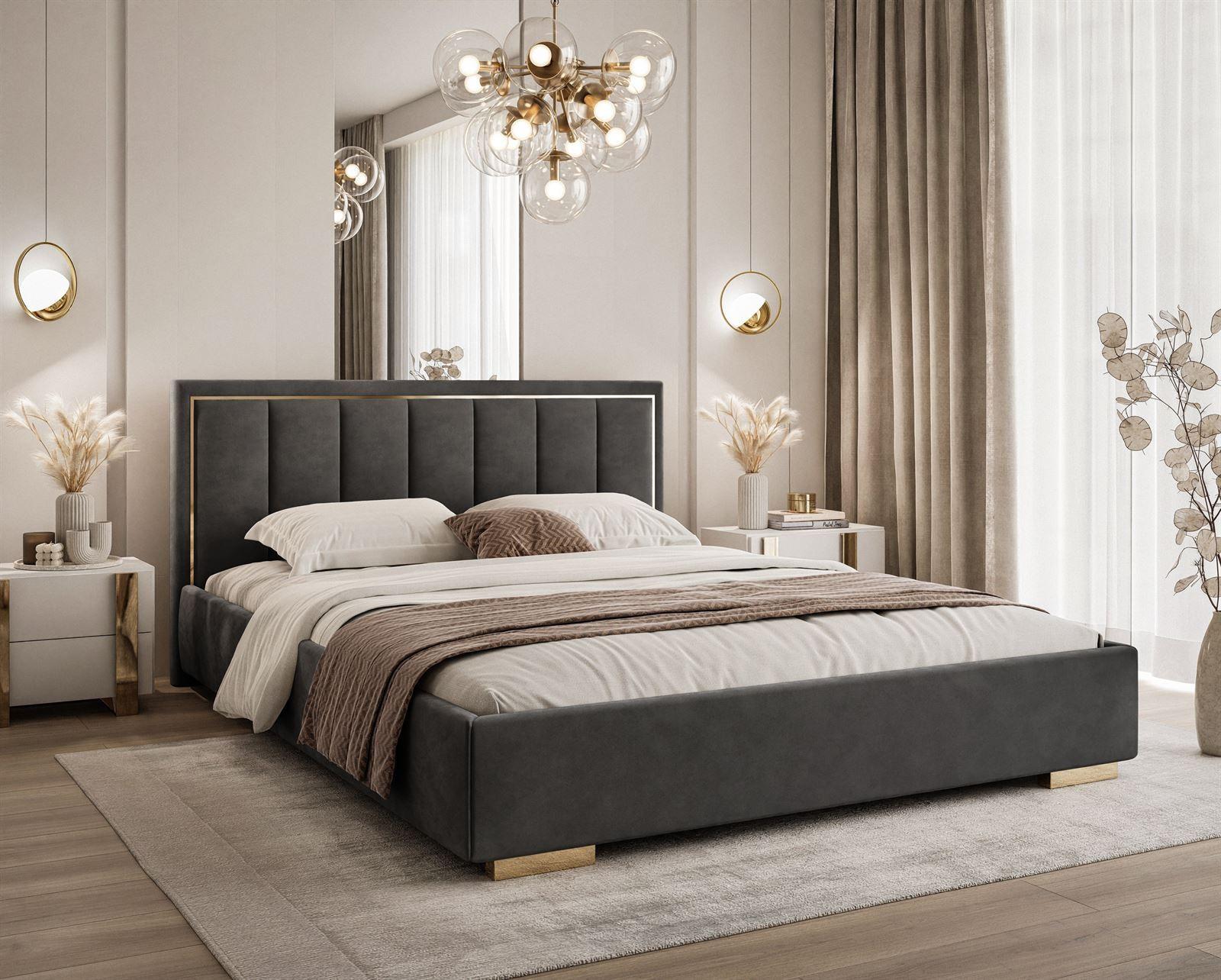 POLSTERBETT AURELIA 160x200 mit Stauraum für Bettwäsche und Rahmen Jasmine 96 Textil Lookway Möbel > Betten > Polsterbetten Grau
