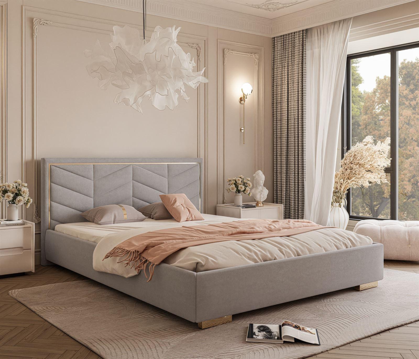 POLSTERBETT AURORA 120x200 mit Bettkasten Boston Light Grey Textil Lookway Möbel > Betten > Polsterbetten Grau