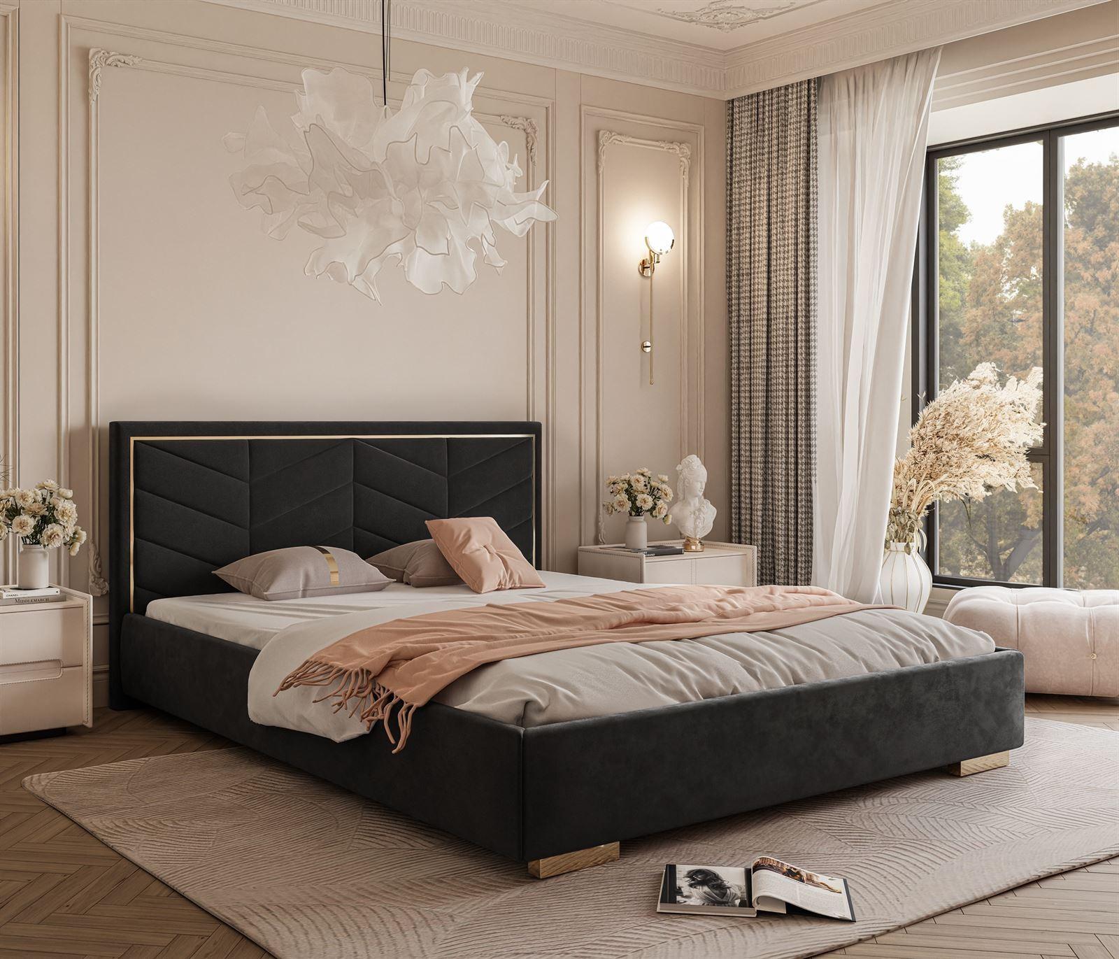 POLSTERBETT AURORA 120x200 mit Bettkasten Jasmine 100 Textil Lookway Möbel > Betten > Polsterbetten Schwarz