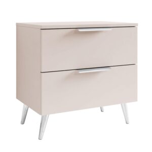 wohnli-moebel-suche-800001175924-1 NACHTKOMMODE LINA KASCHMIR 2S auf schrägen Beinen LED silberne Griffe und Beine Holzwerkstoff Lookway Möbel > Kommoden & Schubladenschränke > Nachttische Beige