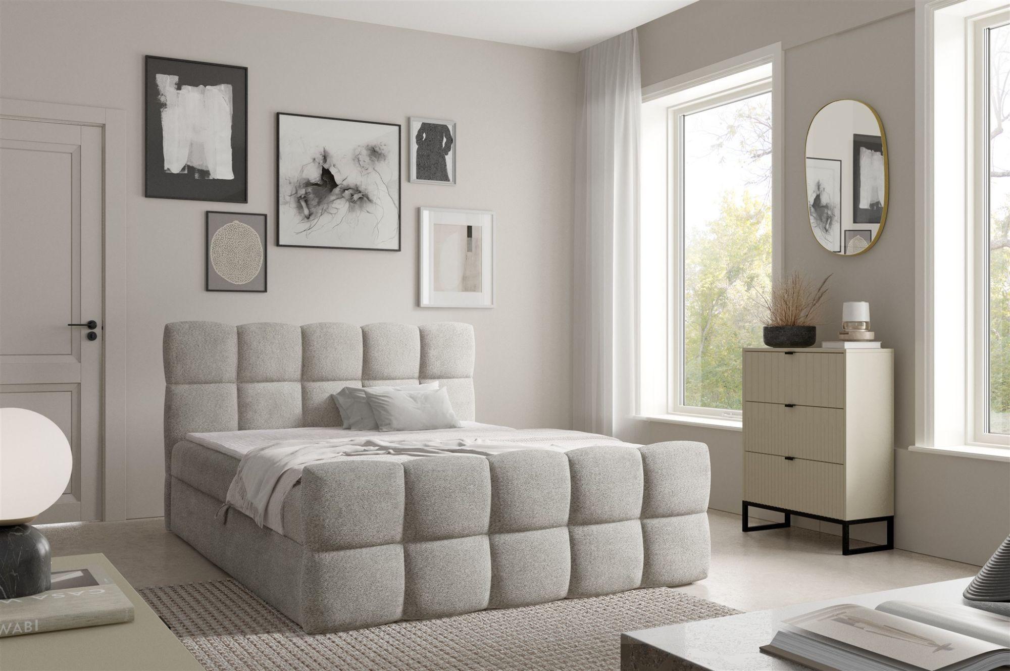 wohnli-moebel-suche-800001178518-1 BOXBETT Satine In überlänge Textil Fun Möbel Möbel > Betten > Boxspringbetten Beige