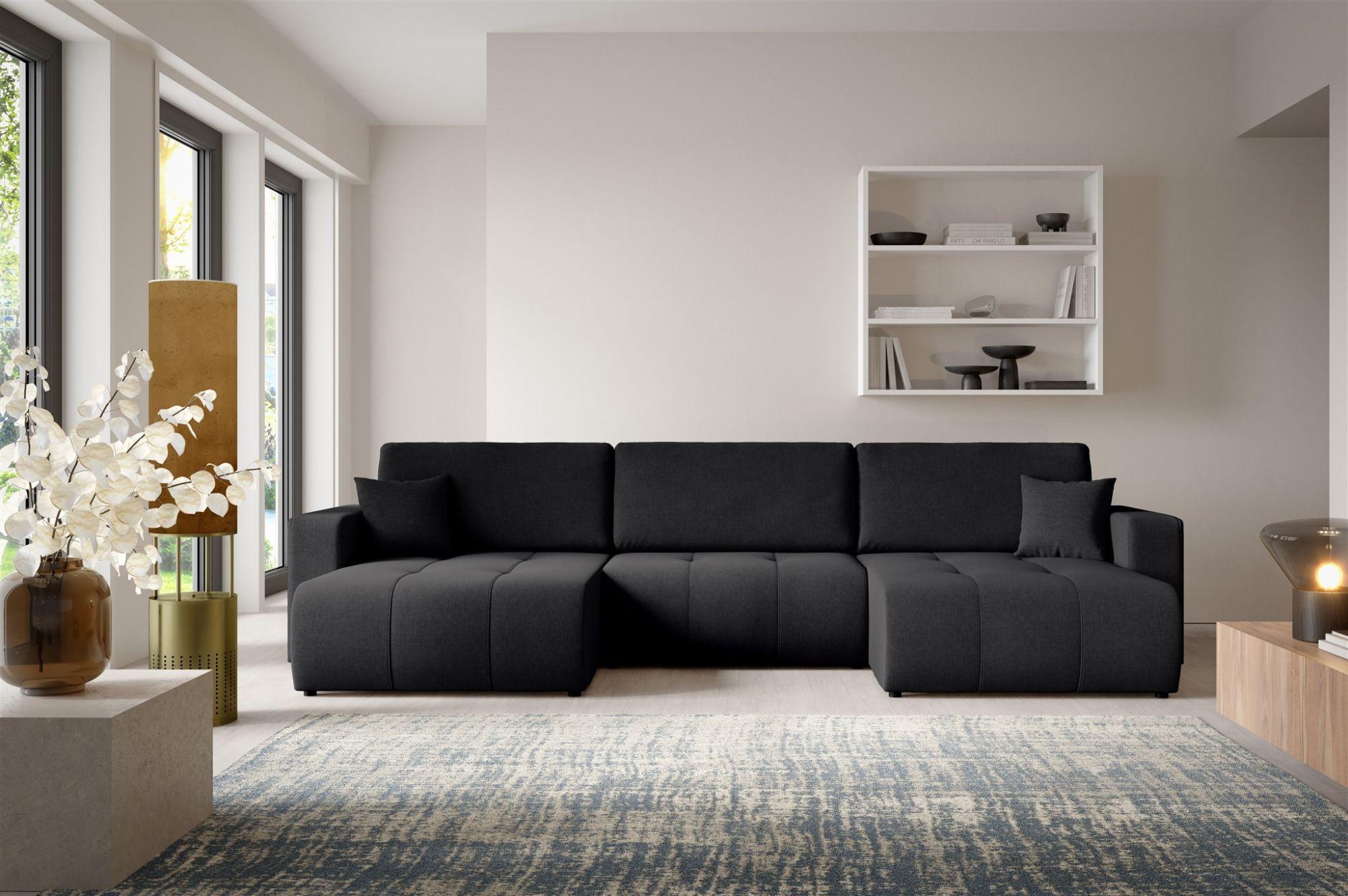 WOHNLANDSCHAFT Augusto Textil Fun Möbel Möbel > Sofas & Couches > Wohnlandschaften > Wohnlandschaften U-Form Schwarz