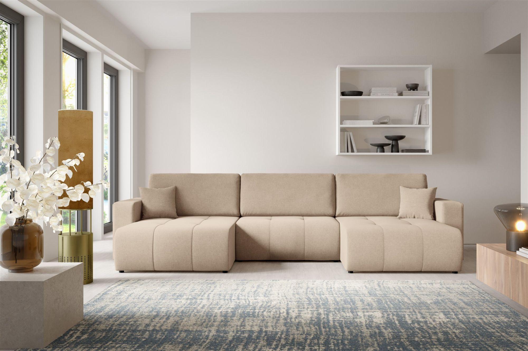WOHNLANDSCHAFT Augusto Textil Fun Möbel Möbel > Sofas & Couches > Wohnlandschaften > Wohnlandschaften U-Form Beige