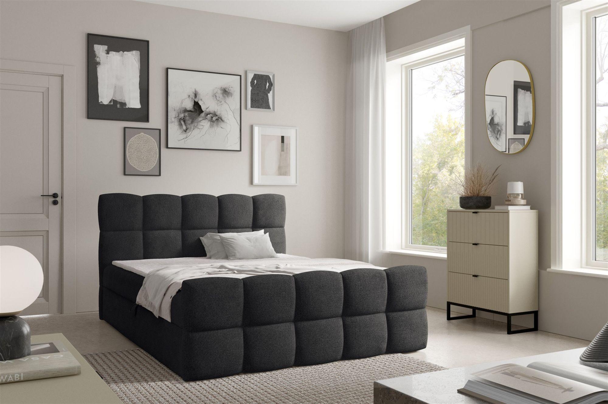 wohnli-moebel-suche-800001178786-1 BOXBETT Satine Textil Fun Möbel Möbel > Betten > Boxspringbetten Schwarz