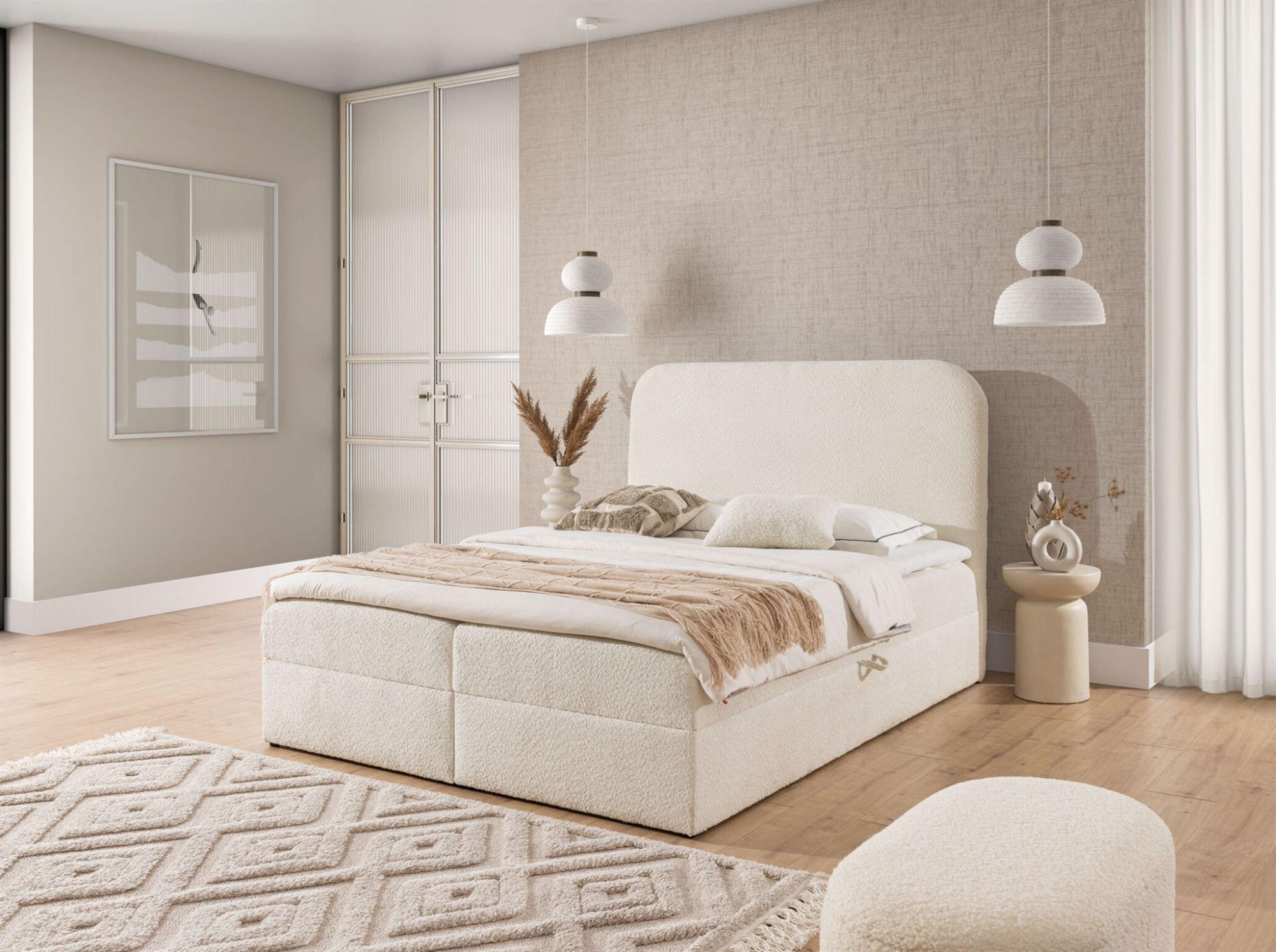 BOXBETT Bineta Textil Fun Möbel Möbel > Betten > Boxspringbetten Weiß