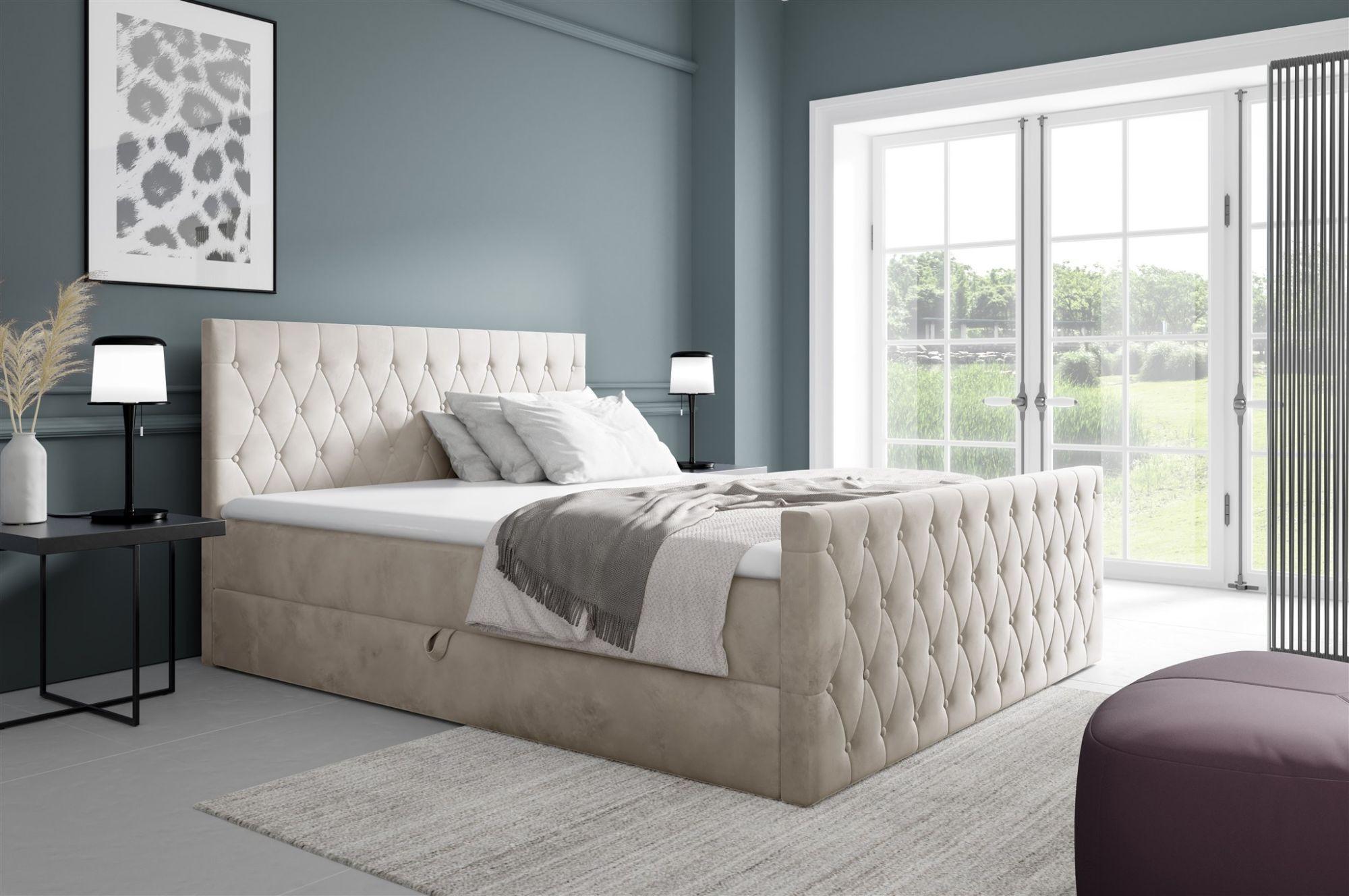 BOXBETT Asher Textil Fun Möbel Möbel > Betten > Boxspringbetten Weiß
