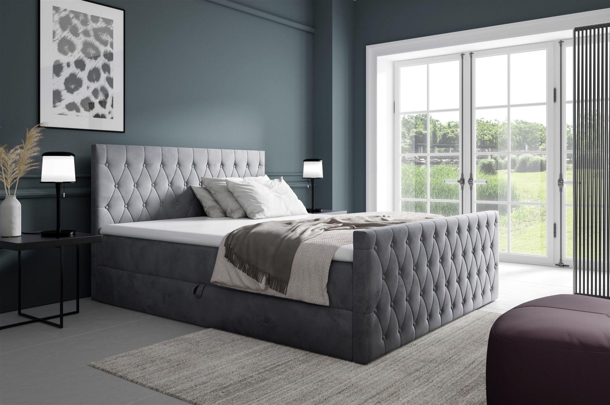 BOXBETT Asher In überlänge Textil Fun Möbel Möbel > Betten > Boxspringbetten Grau