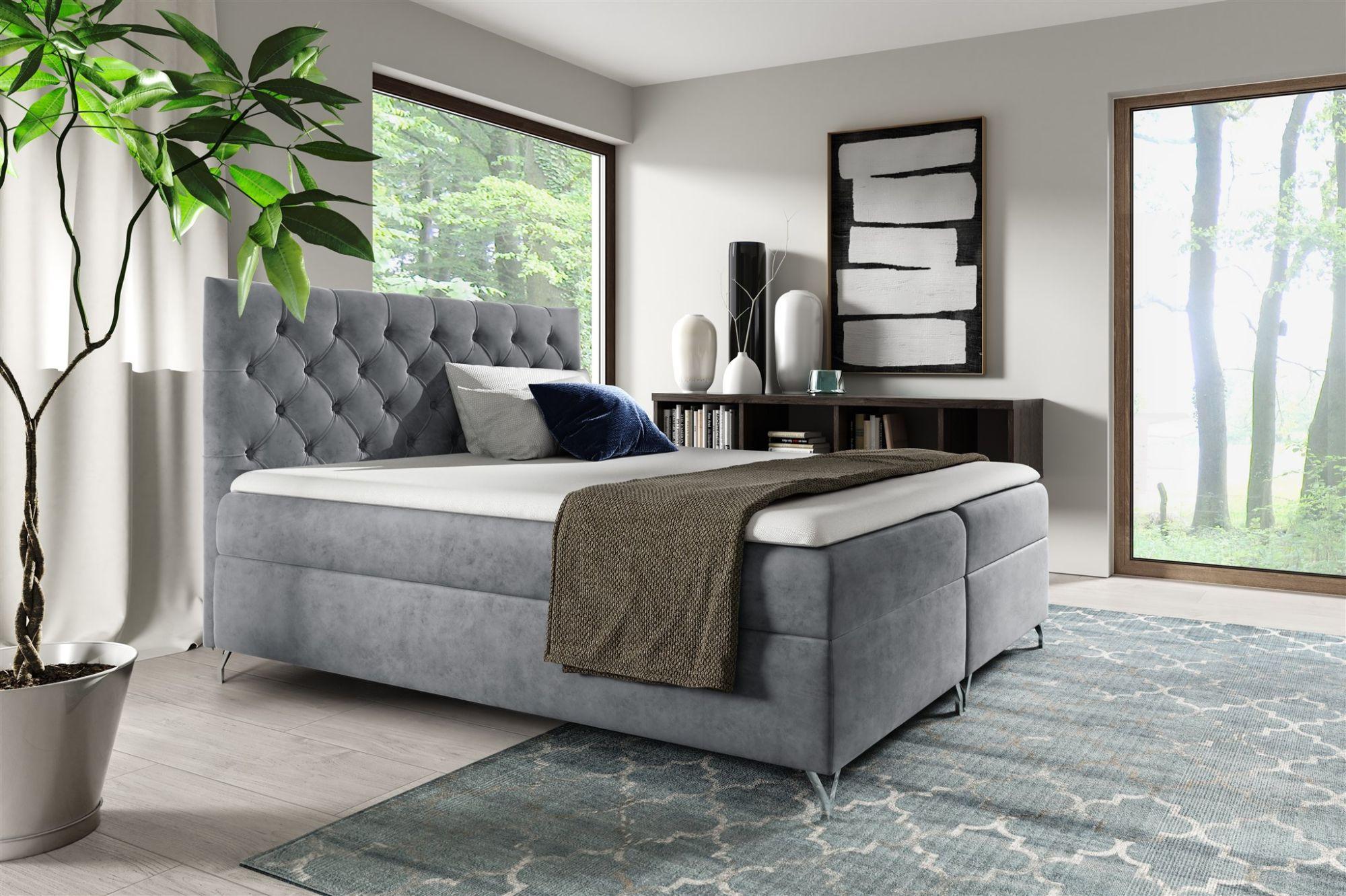 wohnli-moebel-suche-800001179273-1 BOXBETT Ambre In überlänge Textil Fun Möbel Möbel > Betten > Boxspringbetten Grau