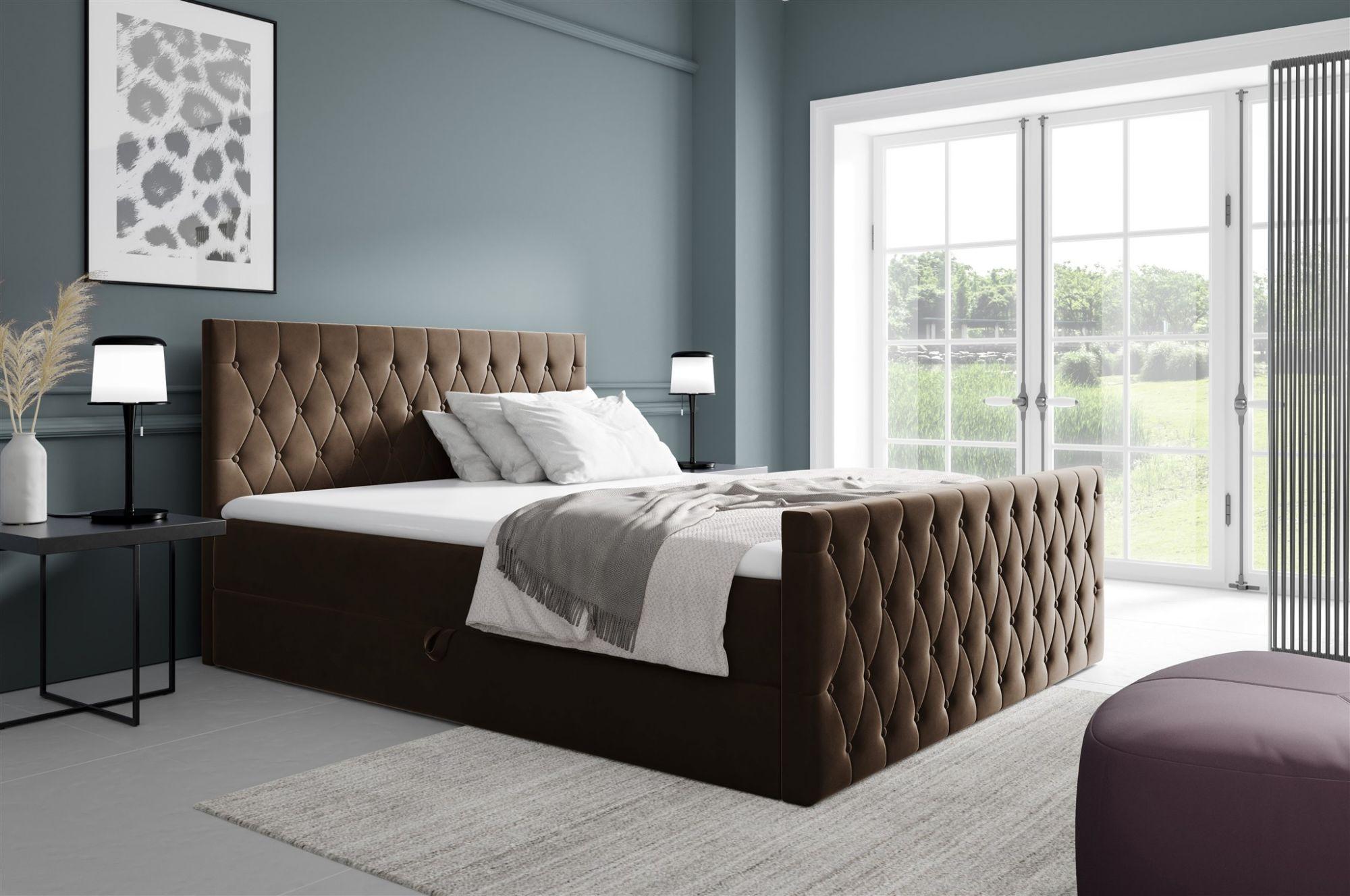 wohnli-moebel-suche-800001179301-1 BOXBETT Asher In überlänge Textil Fun Möbel Möbel > Betten > Boxspringbetten Braun