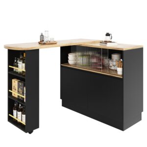 Wohnli Möbelsuche - STEHTISCH mit Stauraum und Schiebetüren – Multifunktionaler Bartisch 120 cm