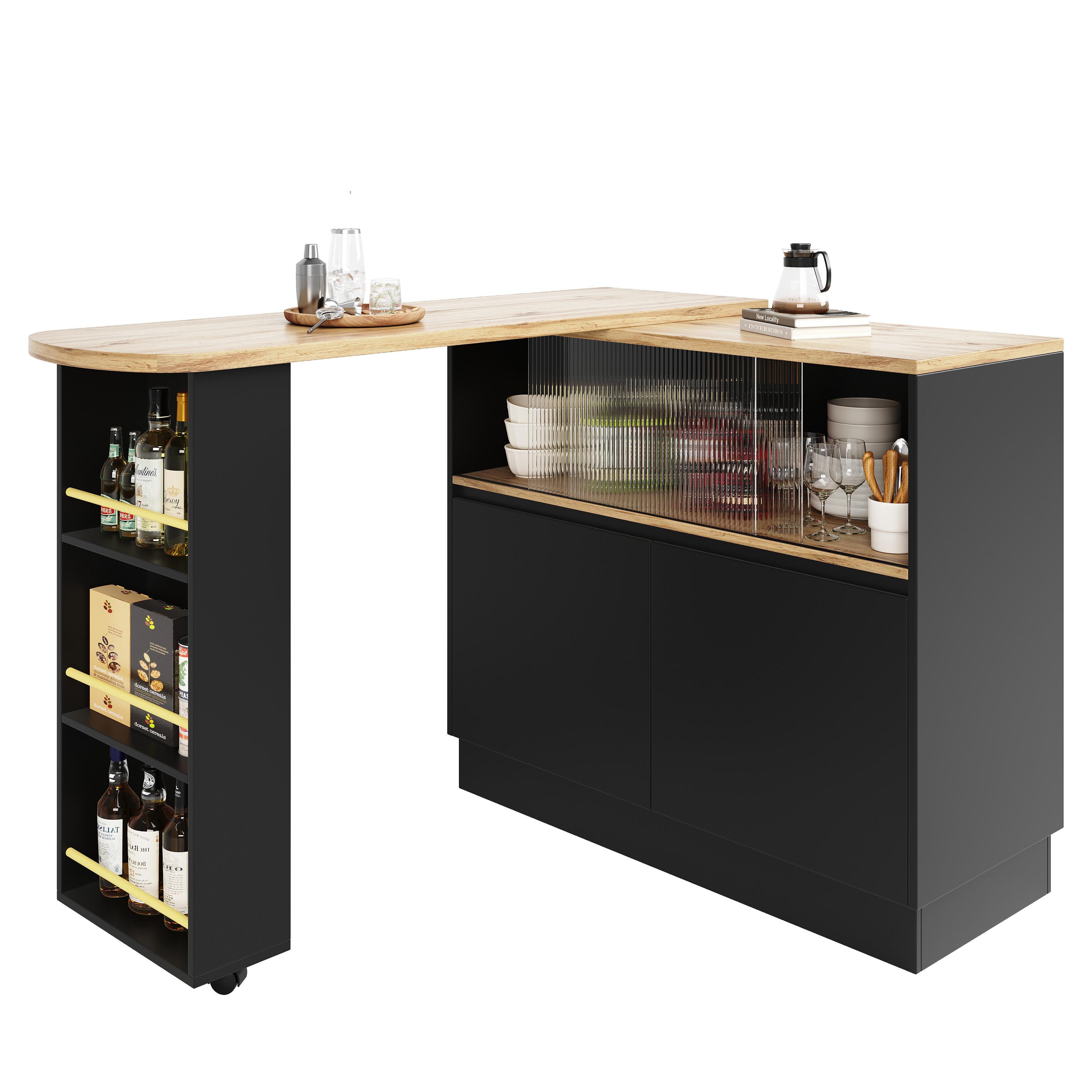wohnli-moebel-suche-800001183685 Wohnli Möbelsuche - STEHTISCH mit Stauraum und Schiebetüren – Multifunktionaler Bartisch 120 cm
