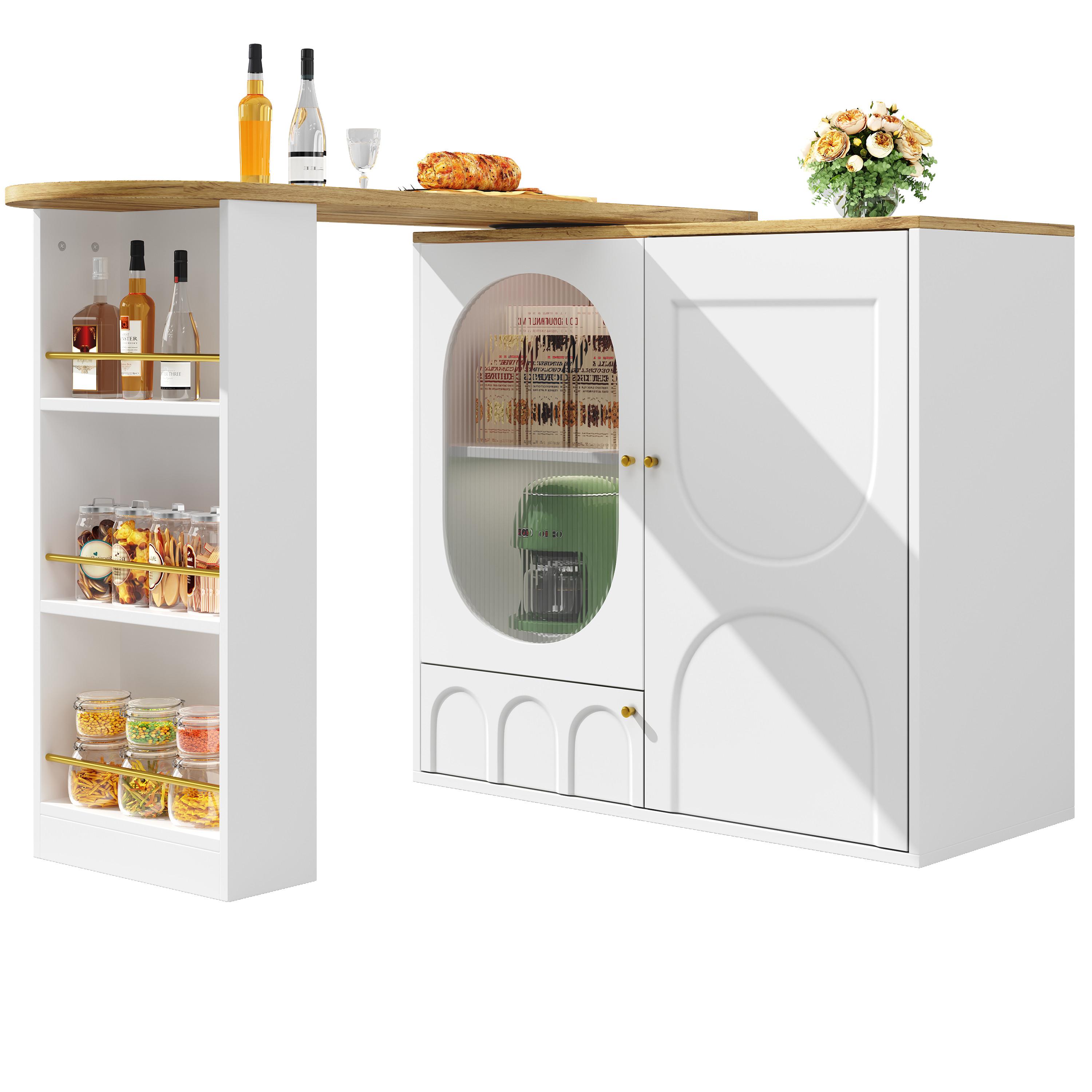 wohnli-moebel-suche-800001183688 Wohnli Möbelsuche - BARTISCH mit Stauraum Weiß Holzoptik 204 cm drehbar