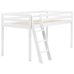 wohnli-moebel-suche-800001186052-1 HALBHOCHBETT 90x200 cm Weiß Ascoux Holz Beliani Möbel > Betten > Hoch- und Etagenbetten > Hochbetten Weiß