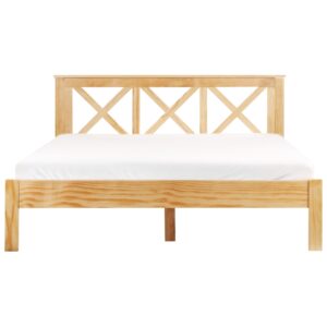 wohnli-moebel-suche-800001186166-1 BETT mit Lattenrost 160x200 cm Heller Holzfarbton Tannay Holz Beliani Möbel > Betten Braun