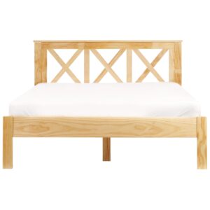 wohnli-moebel-suche-800001186172-1 BETT mit Lattenrost 140x200 cm Heller Holzfarbton Tannay Holz Beliani Möbel > Betten Braun