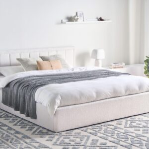 wohnli-moebel-suche-800001186185-1 POLSTERBETT 180x200 cm Weiß Montlaur Textil Beliani Möbel > Betten > Polsterbetten Weiß