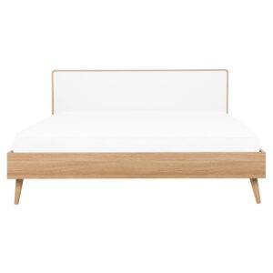 BETT mit Lattenrost 160x200 cm Heller Holzfarbton Serris Holzwerkstoff Beliani Möbel > Betten Braun
