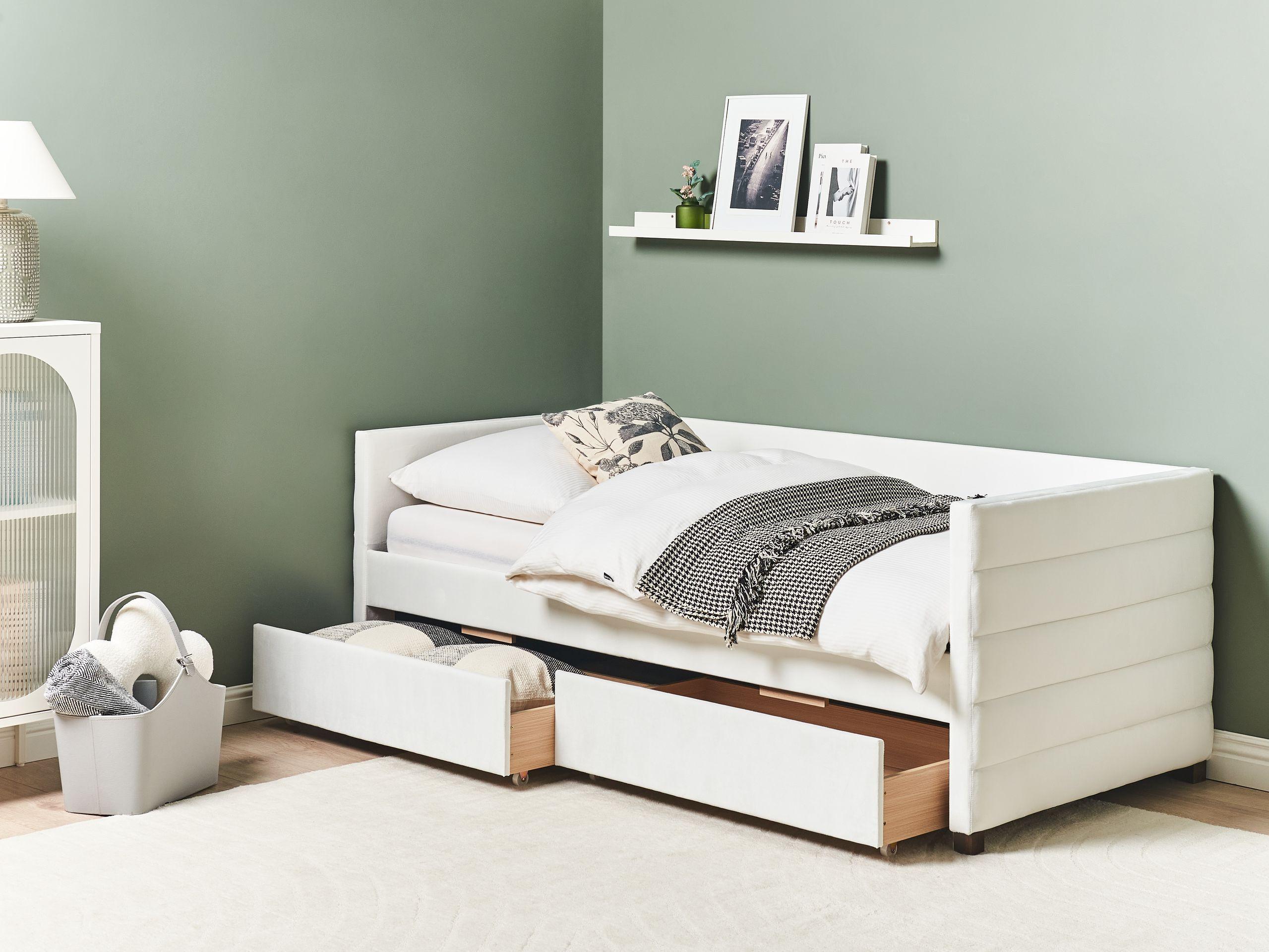 TAGESBETT mit Stauraum 90x200 cm Weiß Marray Textil Beliani Möbel > Betten Weiß