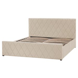 BETT mit Stauraum 160x200 cm Beige Rochefort Textil Beliani Möbel > Betten > Polsterbetten Beige