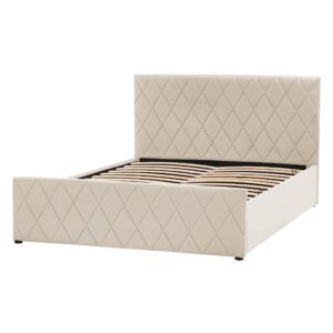 BETT mit Stauraum 140x200 cm Beige Rochefort Textil Beliani Möbel > Betten > Polsterbetten Beige