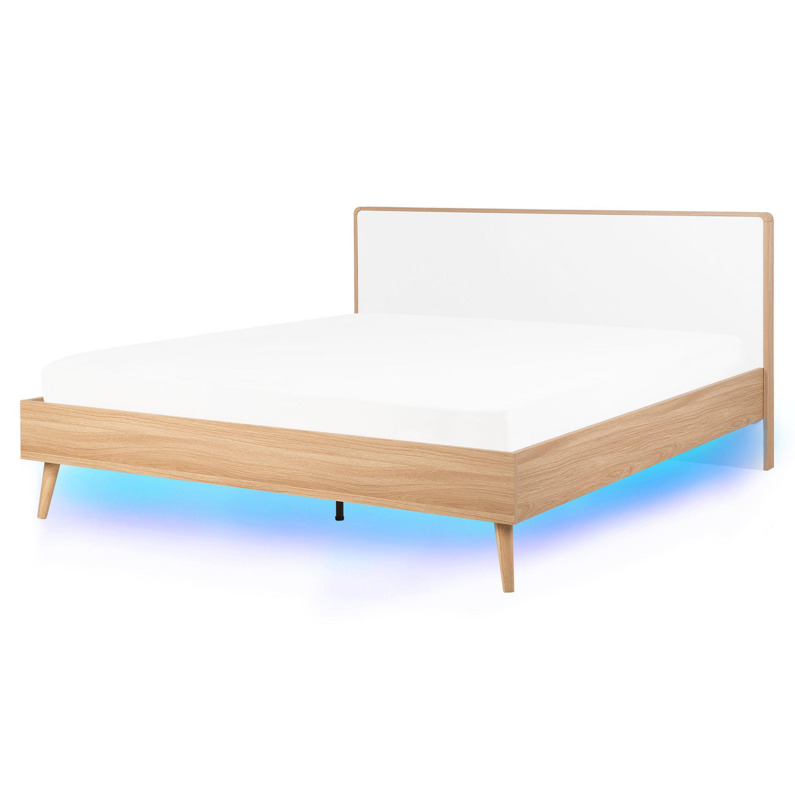 wohnli-moebel-suche-800001186307 Wohnli Möbelsuche - BETT mit LED 160x200 cm Heller Holzfarbton Serris