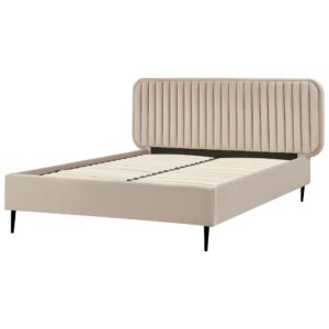 wohnli-moebel-suche-800001186409-1 POLSTERBETT mit Lattenrost 140x200 cm Beige Brin Textil Beliani Möbel > Betten > Polsterbetten Taupe