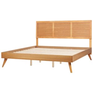 BETT mit Lattenrost 180x200 cm Heller Holzfarbton Istres Holzwerkstoff Beliani Möbel > Betten Braun