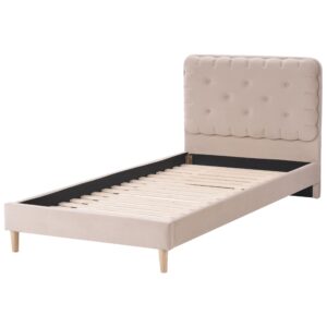 wohnli-moebel-suche-800001186428-1 BETT mit Lattenrost 90x200 cm Beige Corsaint Textil Beliani Möbel > Betten Beige
