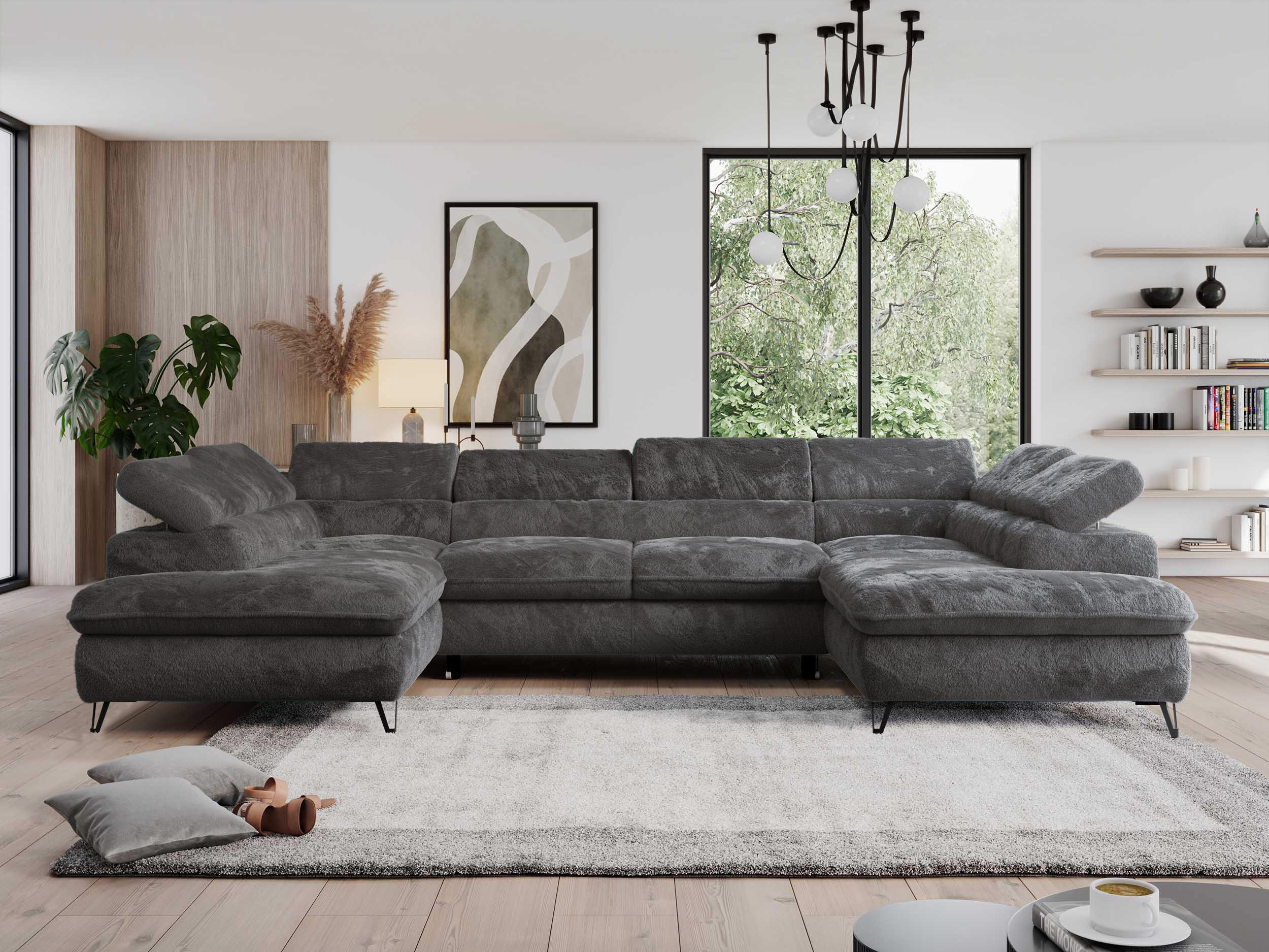 wohnli-moebel-suche-800001187202-1 WOHNLANDSCHAFT PEDRO U Plüsch Anthrazit Textil MKS Möbel > Sofas & Couches > Wohnlandschaften > Wohnlandschaften U-Form Anthrazit