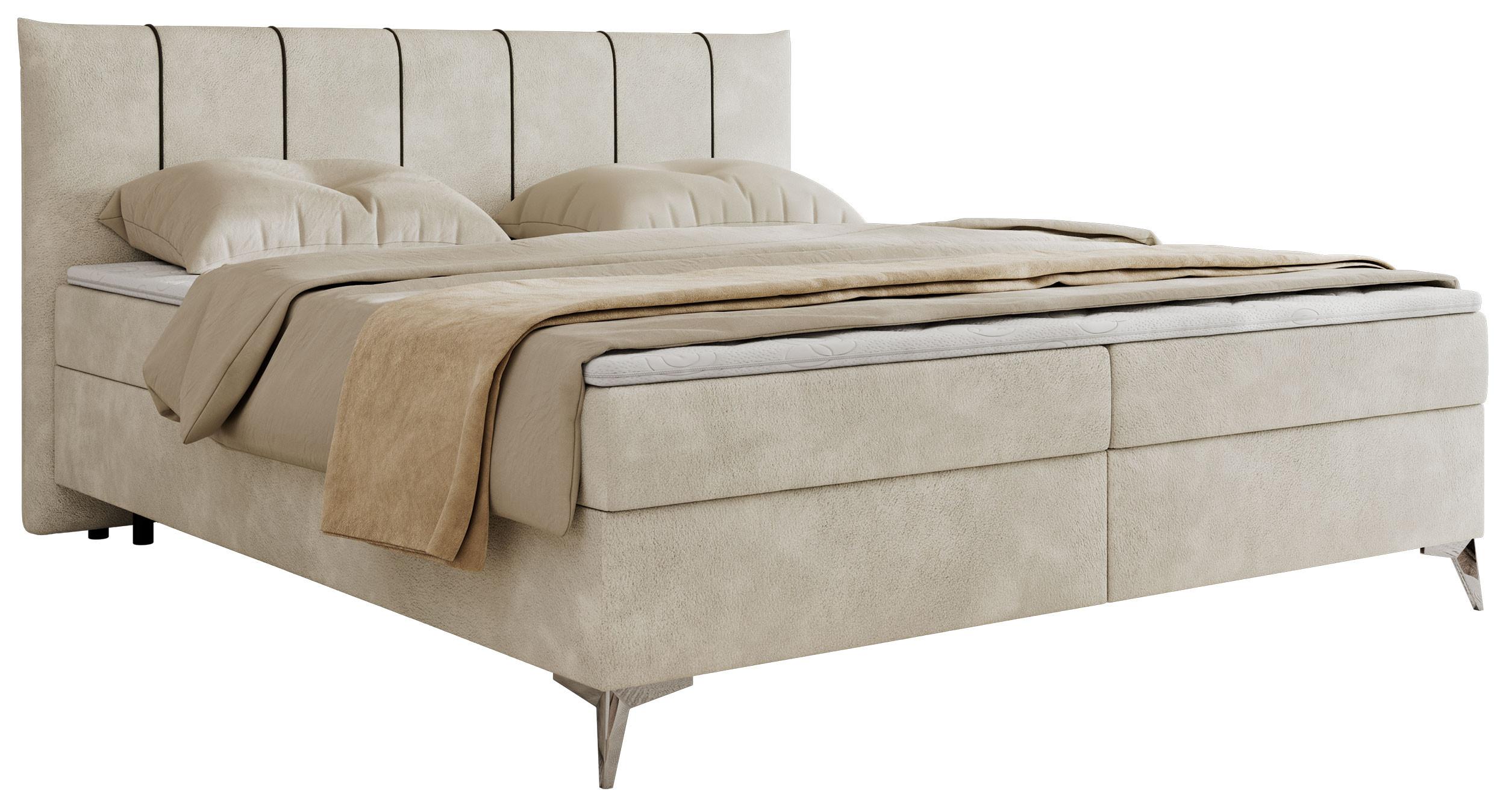 Wohnli Möbelsuche - BOXBETT DRINEA 140/200 - Hellbeige Velours - H3